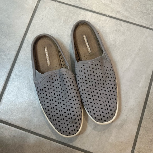 AEROSOLES Shoes - Aerosoles Grey Nubuck Espadrille Mule size 6